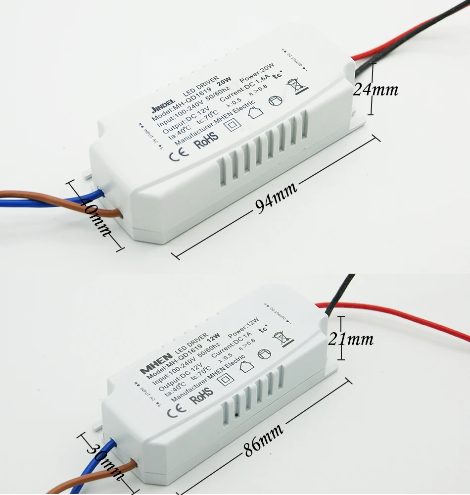 Jindel светодиодный драйвер AC100-240V 12 Вт 20 Вт 40 Вт 60 Вт 100 CV Питание для DC12V G4 G9 MR16 G5.3 3528 3020 3014 5050 5630 Светодиодный CE