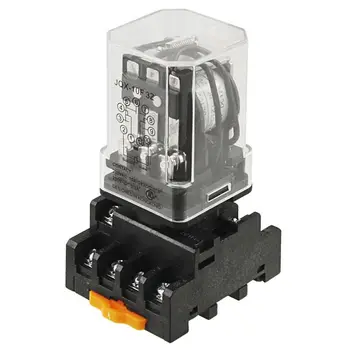 

JQX-10F-3Z DC 12V Coil Voltage 3PDT Power Relay 10A w Socket,Black&Clear