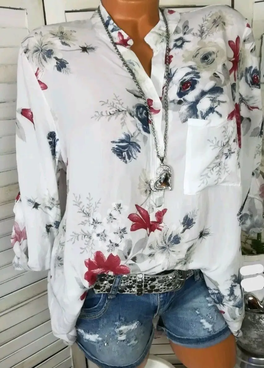 New Summer Autumn Women Shirts V-neck Adjustable Long-sleeved Shirts Floral Printed Fashion Tops Clothing Plus Size 5XL Blouses New Summer Autumn Women Shirts V-neck Adjustable Long-sleeved Shirts Floral Printed Fashion Tops Clothing Plus Size 5XL Blouses