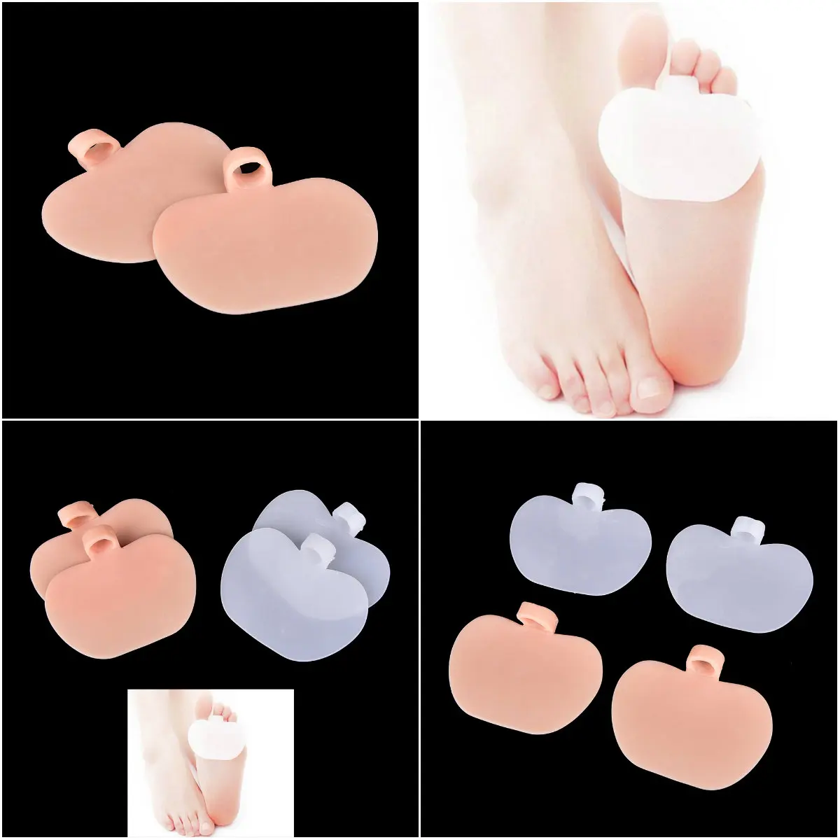 

1Pair High-heeled Shoes Forefoot Cushion Pads 2 Colors Silicone Insole Orthotics Half Yard Pad Foot Care Insoles