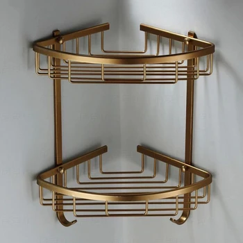 

Bathroom Shelves 2 Layer Antique Metal Shower Corner Shelf Wall Mount Shampoo Storage Shelf Rack Bathroom Basket Holder