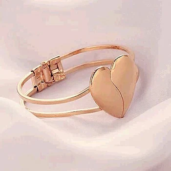 

Free Shipping Trendy Style Metal Gold Double Open Heart Bracelets for women jewelry