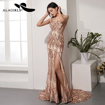 

Alagirls Elegant Mermaid Evening Dress Sweetheart Evening Gown Sexy Split Skirt Prom Dress Vestido de noche 2020 robe de soiree