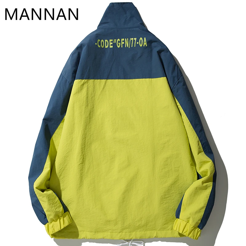 MANNAN Jacket Windbreaker Men Streetwear Harajuku Color Block Coat Vintage Casual Track Jacket Half Zipper Autumn MANNAN Jacket Windbreaker Men Streetwear Harajuku Color Block Coat Vintage Casual Track Jacket Half Zipper Autumn