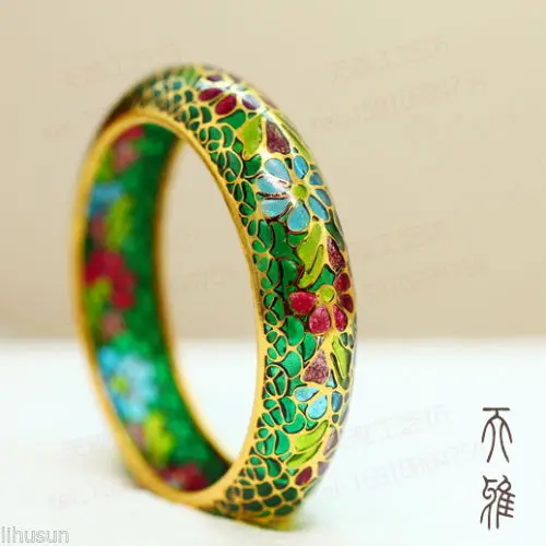 

trendy Handmade Exquisite Retro Fashion Cloisonne Enamel Flower Bracelet (green)