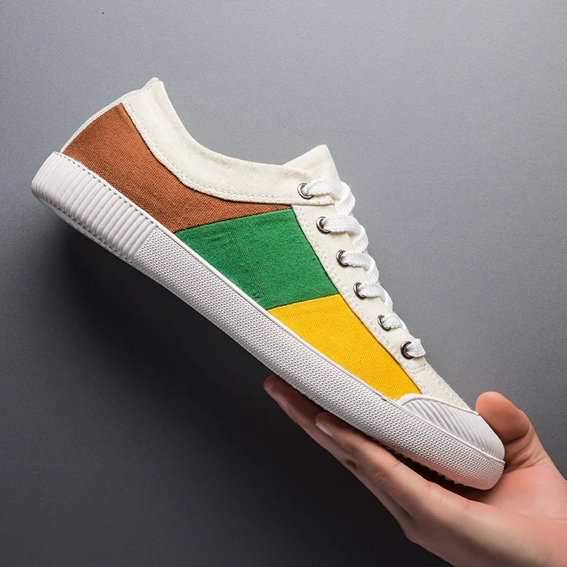

fashion mixed colors men canvas shoes korean student trend leisure sneakers designer multicolour outdoor male moccasins Vulcaniz