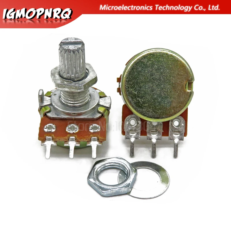 Potentiometer Kit Multiturn Potentiometer 10PCS WH148 3PIN 15mm Shaft With Nuts And Washers