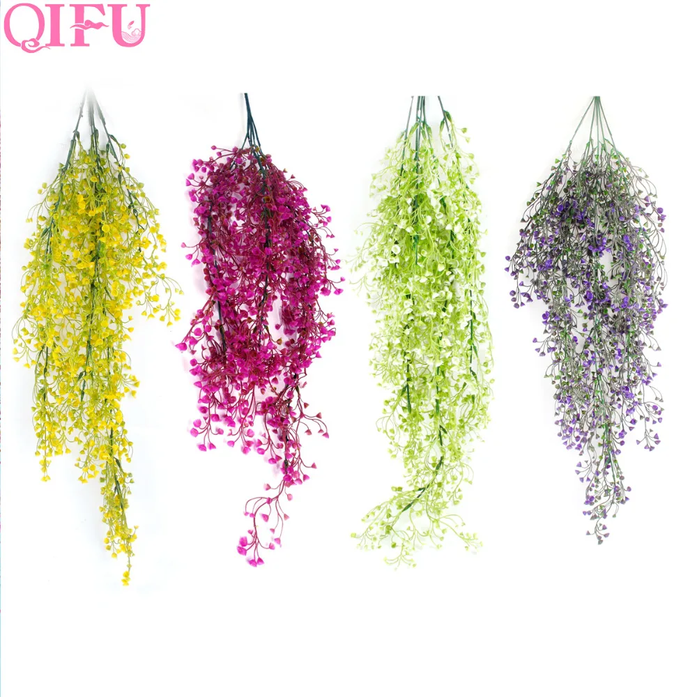 

QIFU 80cm Artificial Flowers Vine Ivy Leaf Plastic Artificial Plants Hanging Wall Wedding Decor Artificial Leaves Fake Plants