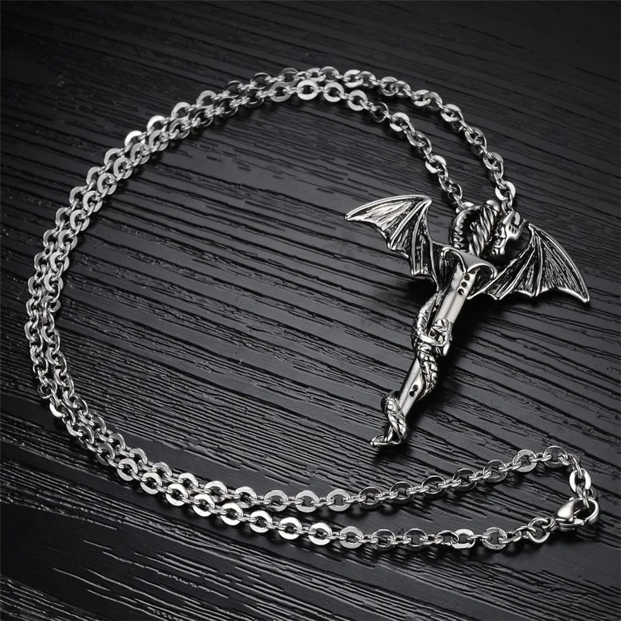 OPK-Brand-New-EU-Dragon-Sword-Design-Pendant-Cool-Rock-Stainless-Steel-Men-Jewelry-Necklace-Charm (2)