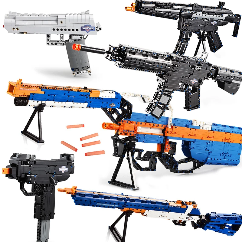 Пистолеты Technic AK47 AWP винтовки Desert Eagle UZI Submachine совместимые строительные блоки SWAT