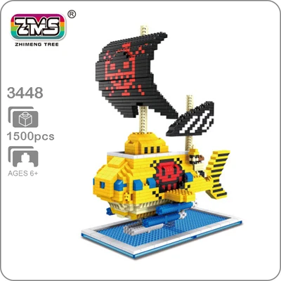 Zms ワンピースルフィ海賊船 Diy ミニ建物ダイヤモンドナノブロックおもちゃサウザンド サニー号ゴーイングメリーヘビ法潜水艦 ブロック Aliexpress