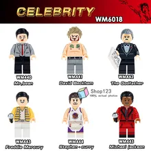 100 шт./партия строительные блоки Фредди Меркьюри г-н Боб Давид Бекхэм фильм Персонаж Мультфильма Детские подарки игрушки