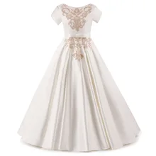 2019 New Flower Girls Wedding Bridesmaid Dress for Kids White Pleated Swing Long Princess Dress Kids Dresses for Girls Party 2017 new luxury sweet jacquard lace girls princess long sleeves dresses for wedding birthday party spring kids white color dress