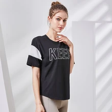 Vansydical Женский тренажерный зал рубашки для йоги с принтом букв короткий рукав свободные дышащие для фитнеса, бега, занятий спортом футболки одежда