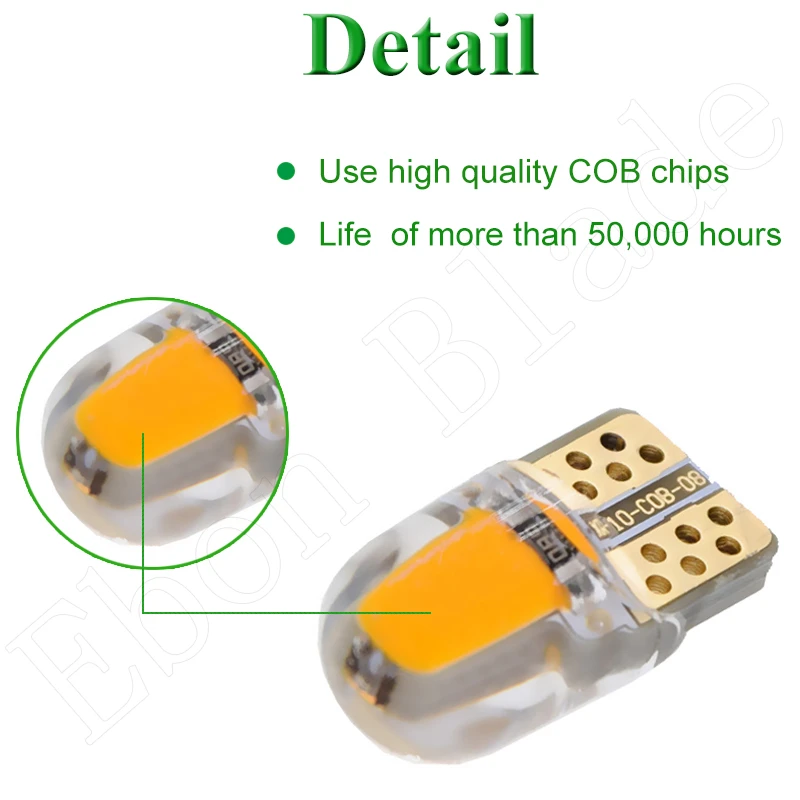 2/4 шт. Автомобильный светодиодный светильник T10 W5W 12 В 194 168 2825 светильник s лампы силикон Cob Авто интерьерная лампа Янтарный Желтый Оранжевый Красный Белый