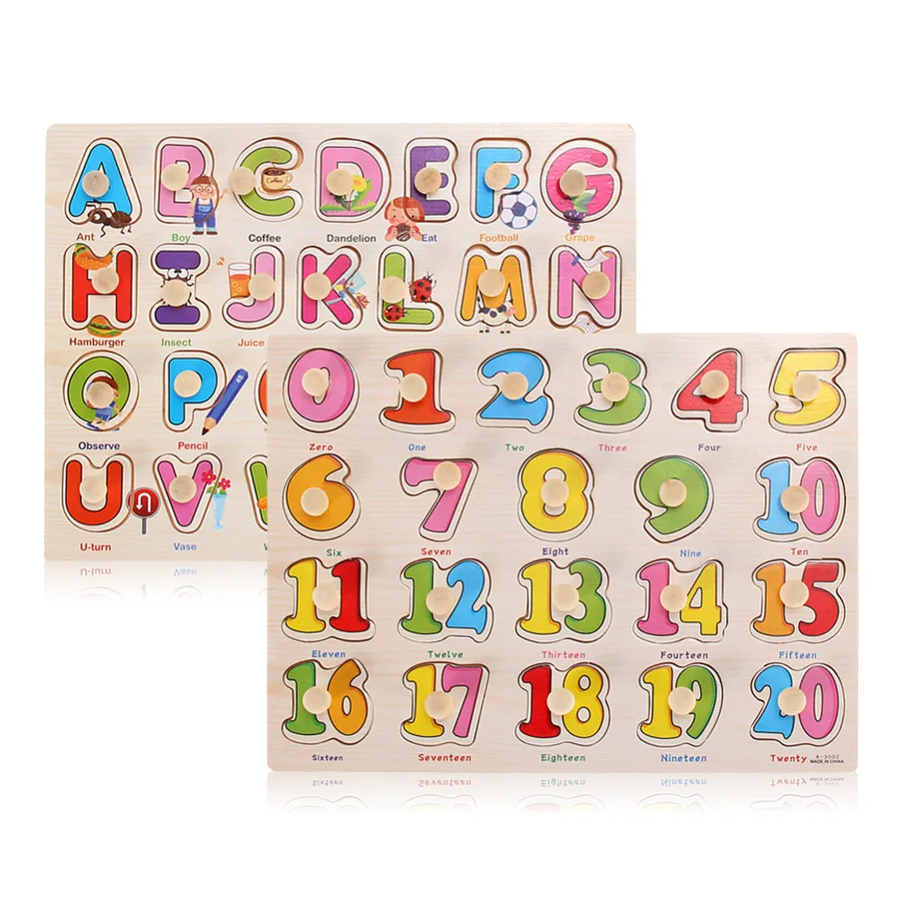 Детские руки захватывают Детские деревянные игрушки цифры буквы Обучающие Игрушки для раннего развития Монтессори игрушек деревянный пазл, игрушки