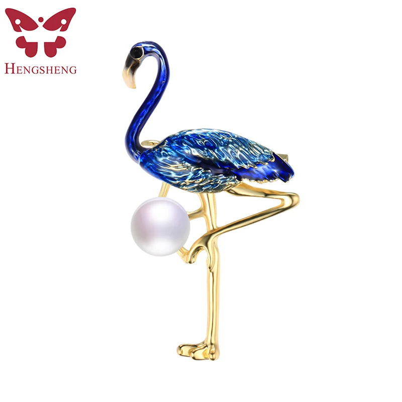 

HENGSHENGN Flamingo Pearl Brooch,Real Natural Freshwater Pearl,Fashion Jewelry Brooches For Women,Amazing Price With Fine Box