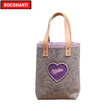 100 шт Новое поступление заказной толстый материал из шерстяного войлока прекрасный Войлок хозяйственная сумка с кожаной ручкой рекламный подарок