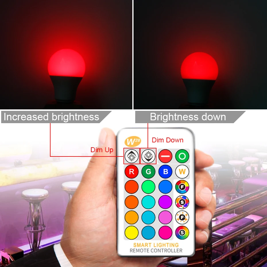E27 цветная (RGB) Светодиодная лампа 15 Вт 10 5 RGBW затемнения ампулы Smart LED огни для