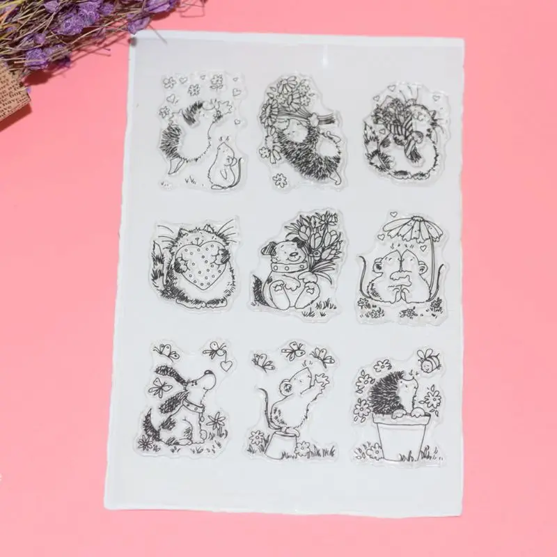 DIY милый с рисунком ежа прозрачная карта уплотнения Скрапбукинг Фотоальбом