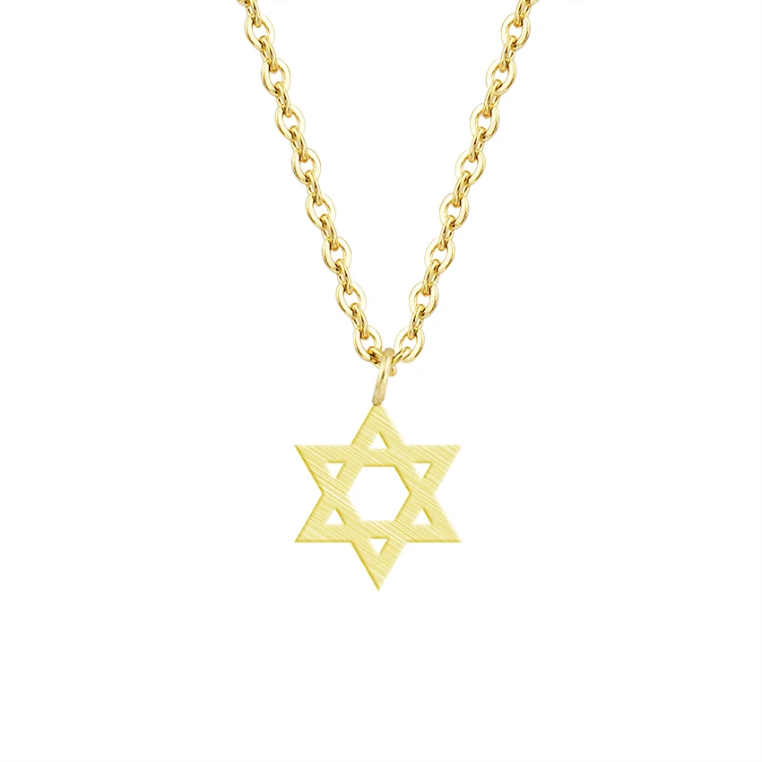 

Fashion Jewish Magen Star Of David Charm Necklace Women Chain Stainless Steel Geometric Hexagram Pendant Israel Emblem Talisman