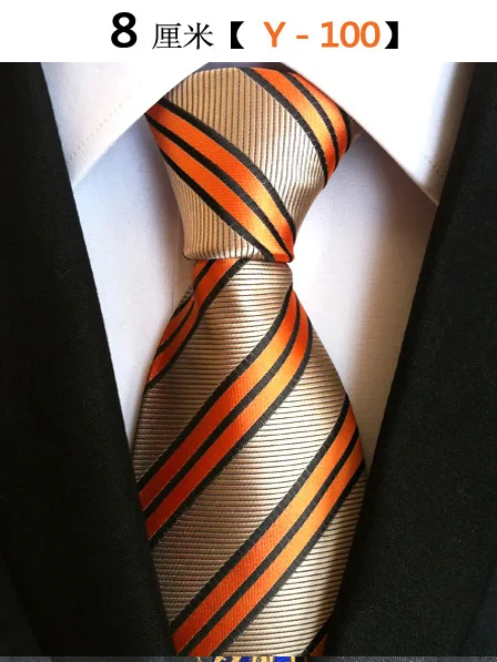 Новые очаровательные мужские шелковые галстуки, галстук для мужчин, повседневный галстук в полоску для мужчин, деловые вечерние галстуки для жениха - Цвет: Y-100