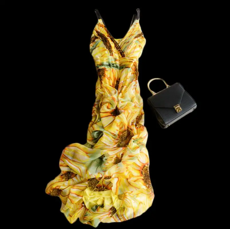 silk dress yellow 2