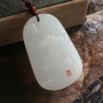 

Koraba Fine Jewelry 100% Hand Carved Pure Natural Afghanistan White Jade Necklace Pendant Free Shipping
