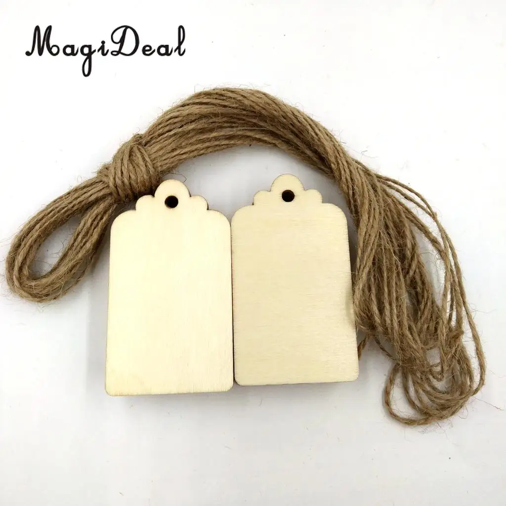 100pcs Unfinished Wood Tags Wooden Gift Tags Hanging for Wine Decor Wedding