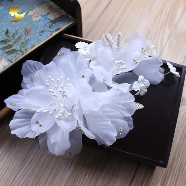 Xinyun New White Flower Hair Clips Hairgrip Pearl Headband Wedding Xinyun New White Flower Hair Clips Hairgrip Pearl Headband Wedding Decorations Bridal Headdress Headpiece Bride