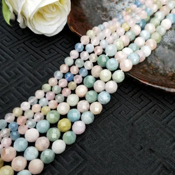 

morganite round faceted6/8/10mm 14" for DIY jewelry making loose beads FPPJ wholesale beads nature gem stone