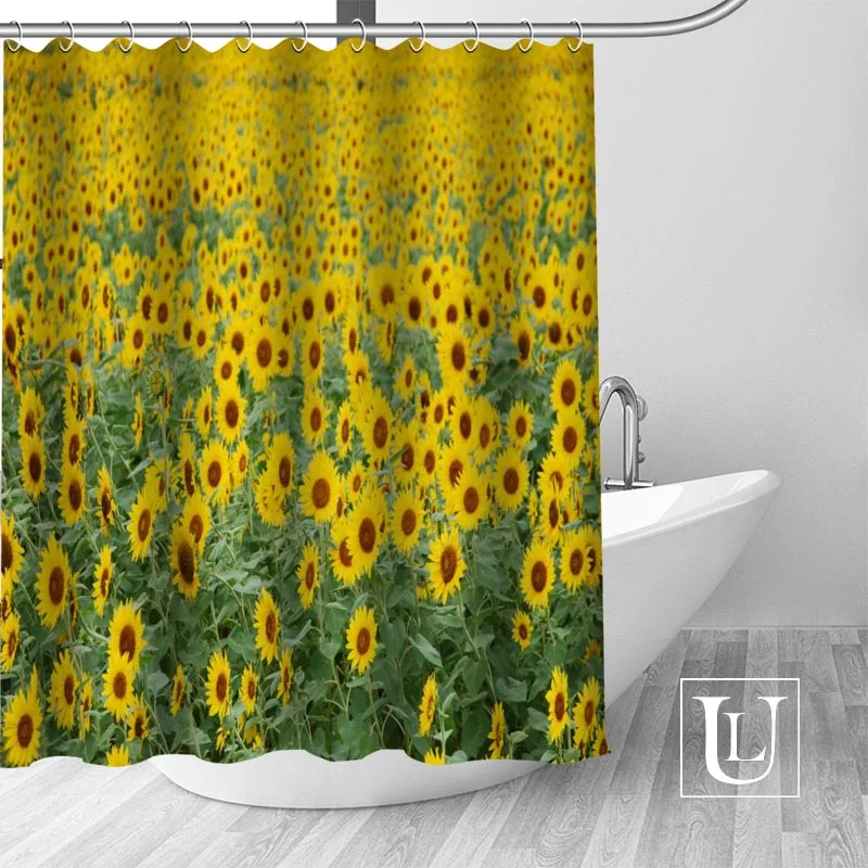 Hot Custom Sunflowers Shower Curtains Polyester Bathroom Hot Custom Sunflowers Shower Curtains Polyester Bathroom With Hook Bath Curtain Decor In From Home Garden On