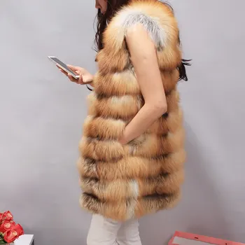 

New Real Fox Fur Vest For Women Genuine Fur Coats Woman Natural Fur Jacket Plus Size Thick Warm Fur Overcoat