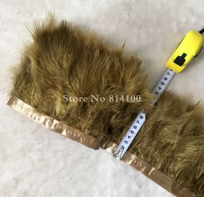 

2Meters/lot 5-6inch Olive Green Feather Trims Dress Feather For Sewing Turkey Fringe with Satin Fibbon Costumes Feather Carfts