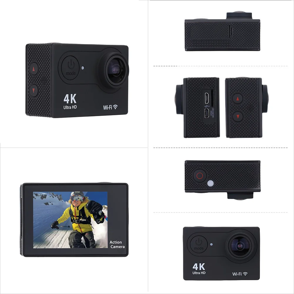 2," lcd 4K Экшн-камера 5fps 1080P 60fps Full HD Wifi APP 30M Водонепроницаемая 12MP 12 мегапиксельная Спортивная Экшн-камера для Micro SD