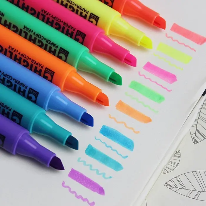 

Multi-Color Fluorescent Highlighter Pen Marker, Chisel Tip