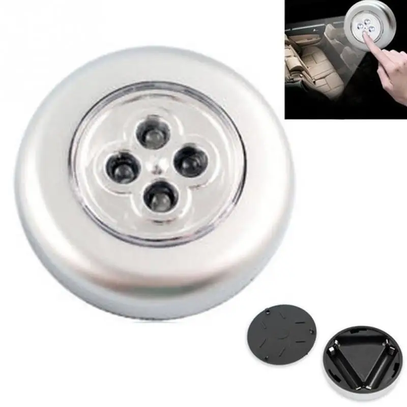 

2018 New 4LED Battery Powered Stick Tap touc h Lamp Light Wall Kitchen Closet Lighting Mini Pocket Button Shapes Emergency Light