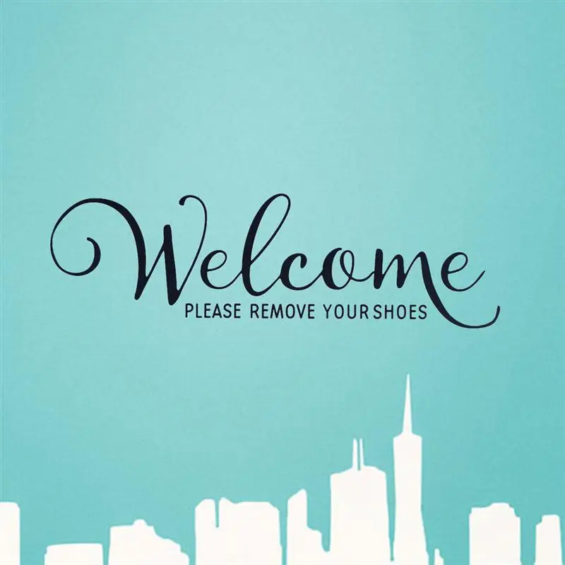 

Wall Sticker Removable Waterproof Art Welcome Please Remove Your Shoes Wall Decal Door Sticker for Living Room Bedroom Kitchen