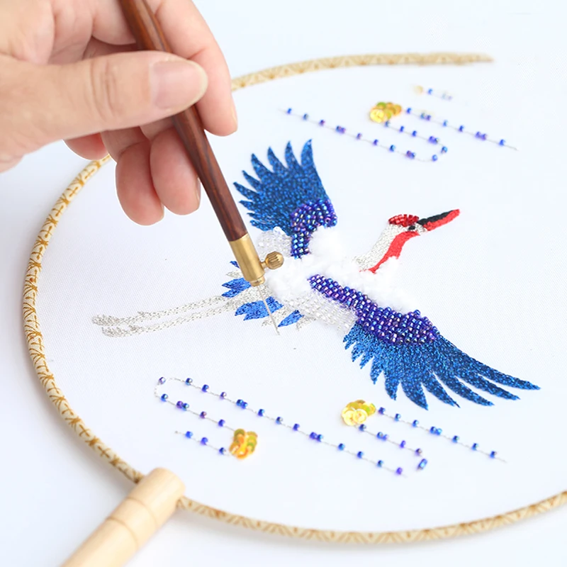 Embroidery Tambour Crochet Needle Hook with 3 Needles Lesage Beading Couture Luneville Glitter Beads Needle Hooks 8