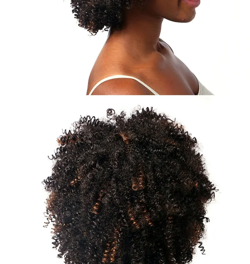 MSIWIGS афро кудрявый парик короткие волосы Омбре каштановые Искусственные парики для черных женщин афро-американских женщин Стрижка волос
