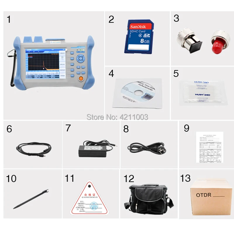 Портативный OTDR TLO-300 OTDR 850/1300nm 19 21dB, встроенный VFL, tlo300 сенсорный экран оптический рефлектометр времени домена