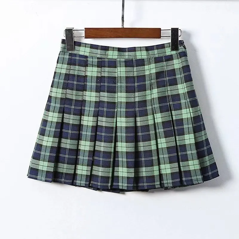 Новые женские летние мини юбки Harajuku милые юбки 3 вида цветов фиолетовые золотые клетчатые Ретро плиссированные юбки XS-XL#5117