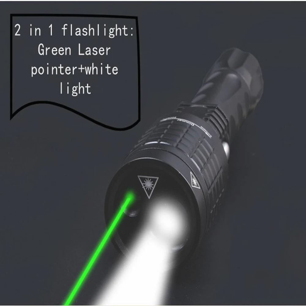 2 in 1 Laser flashlight :search Led light+Green Laser pointer 800 lumen