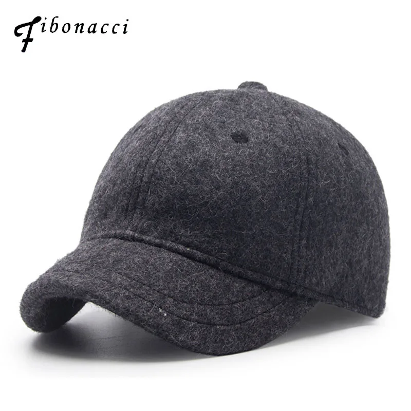 

Fibonacci 2017 New Short Brim Wool Baseball Cap Autumn and winter Men Women for Hats Adjustable Snapback