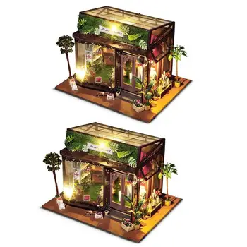 

Dollhouse Model Cute Doll House Furniture Kit Birthday Gift Toy w/LED Light Dreaming House Model Present