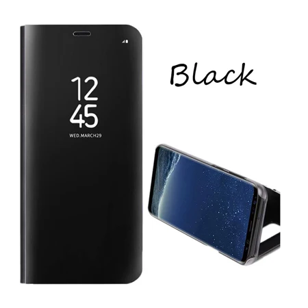 Роскошный чехол для iPhone 11 Pro Max X XR XS 7 8 Plus, глянцевый зеркальный флип-чехол, кожаный чехол для Apple i Phone 6 6 S, Miroir Coque Fundas - Цвет: Black