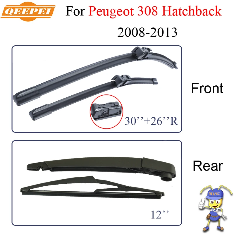 QEEPEI Wiper Blades For Peugeot 308 Hatchback 2008 2013 Nature Rubber Windscreen Car Brush