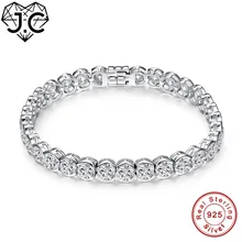 J.C женский образец стиль 27,9ct белый топаз 18,3 см легко-крючок Твердые Настоящее серебро 925 проба шарм браслеты подарок для девушки
