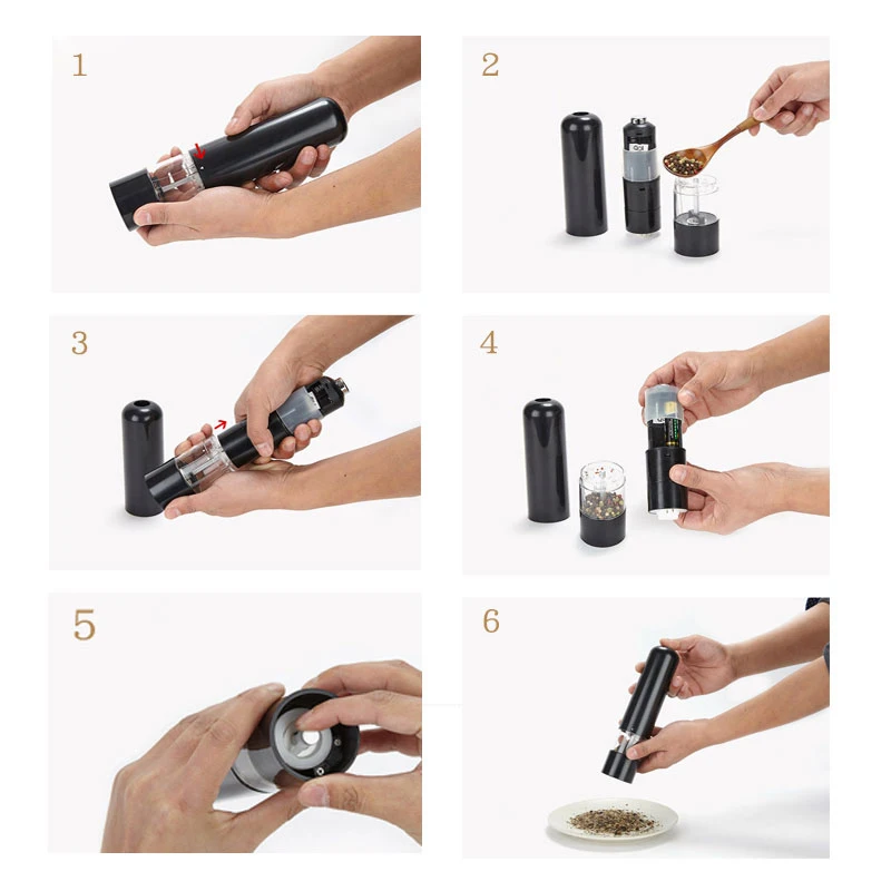 Leeseph Battery Operated Pepper Grinders, One-Button Operation Electric Sea Salt Mills, Kitchen Tools Gadgets Leeseph Battery Operated Pepper Grinders, One-Button Operation Electric Sea Salt Mills, Kitchen Tools Gadgets
