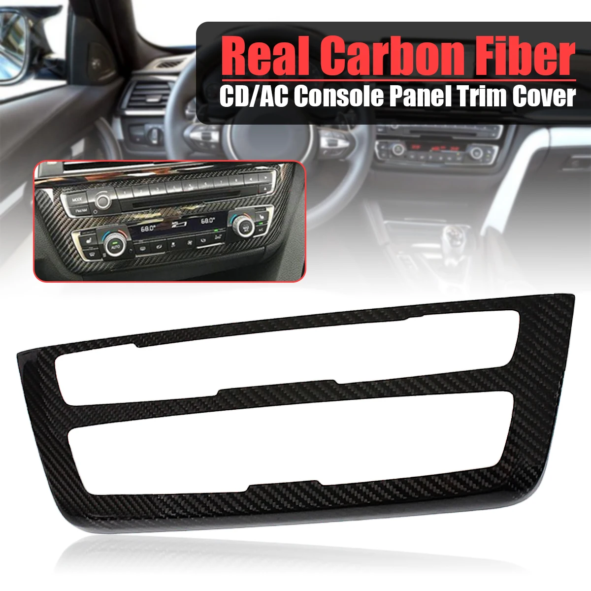 

Car Interior Control CD AC Panel Cover Console Control Panel Carbon Fiber Trim Hard Cover Fit for BMW M3 M4 2014-2018